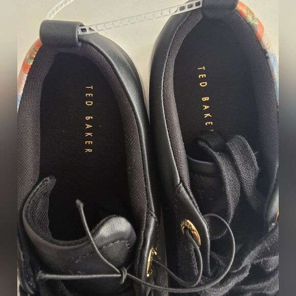Ted Baker Alisson Sneakers Black Floral Size 6.5 - Picture 6 of 11